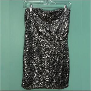 Strapless sequined club dress